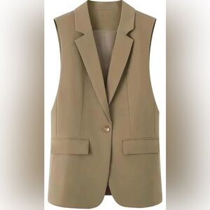 Luvamia Stylish Tan Sleeveless Blazer